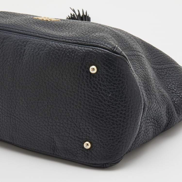 Pre Owned CH Carolina Herrera Black Leather Tassel Chain Tote