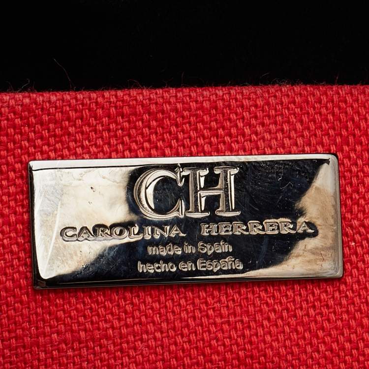 Pre Owned CH Carolina Herrera Black Chevron Leather Bimba Flap Bag