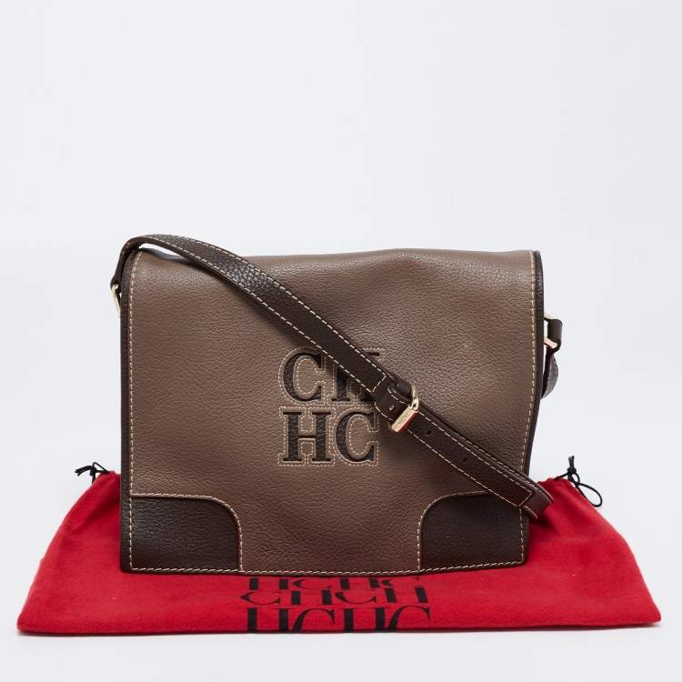 Pre Owned CH Carolina Herrera Brown Leather Shoulder Bag