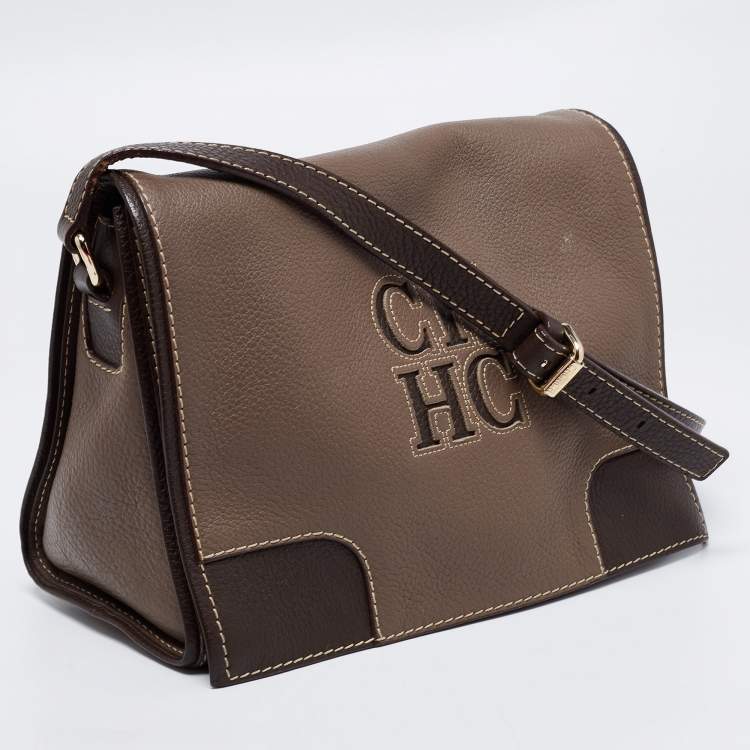 Pre Owned CH Carolina Herrera Brown Leather Shoulder Bag
