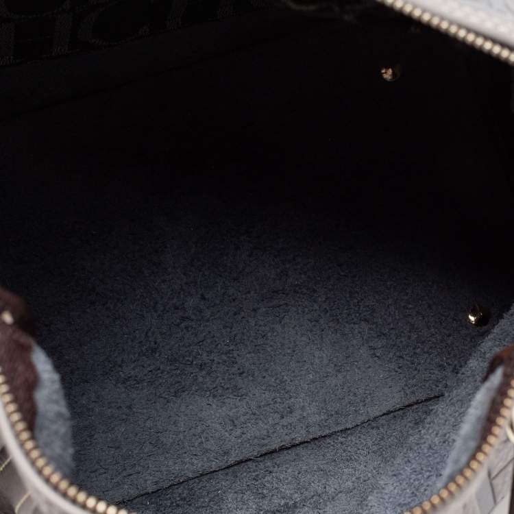 Pre Owned CH Carolina Herrera Tricolor Monogram Embossed Leather Andy Boston Bag