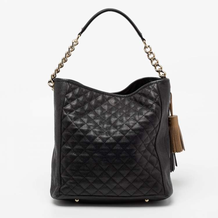 Pre Owned CH Carolina Herrera Black Leather Hobo