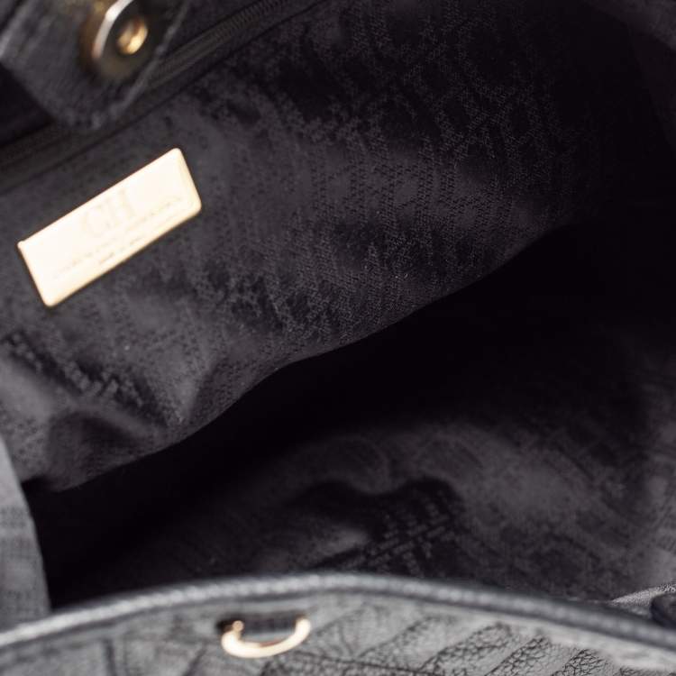 Pre Owned CH Carolina Herrera Black Leather Hobo