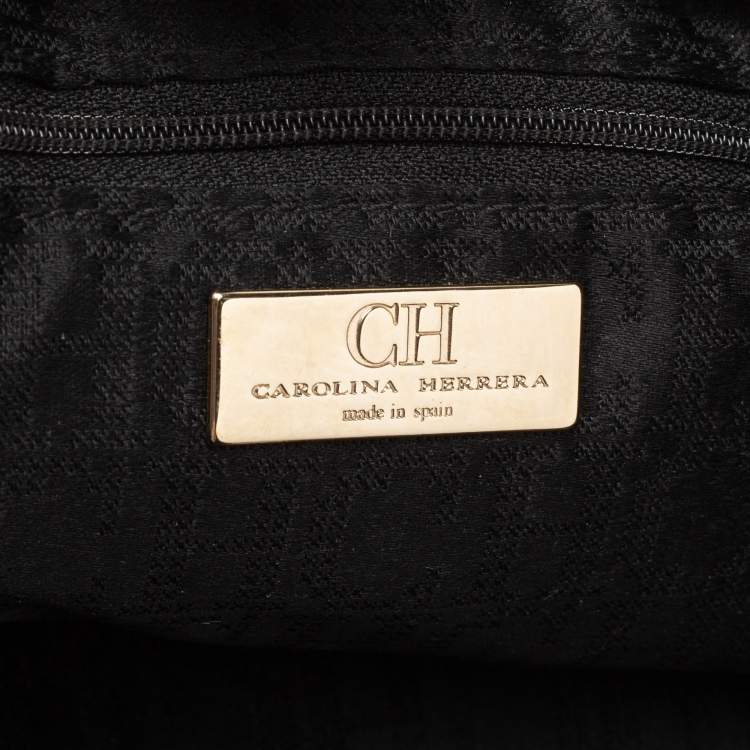 Pre Owned CH Carolina Herrera Black Leather Hobo