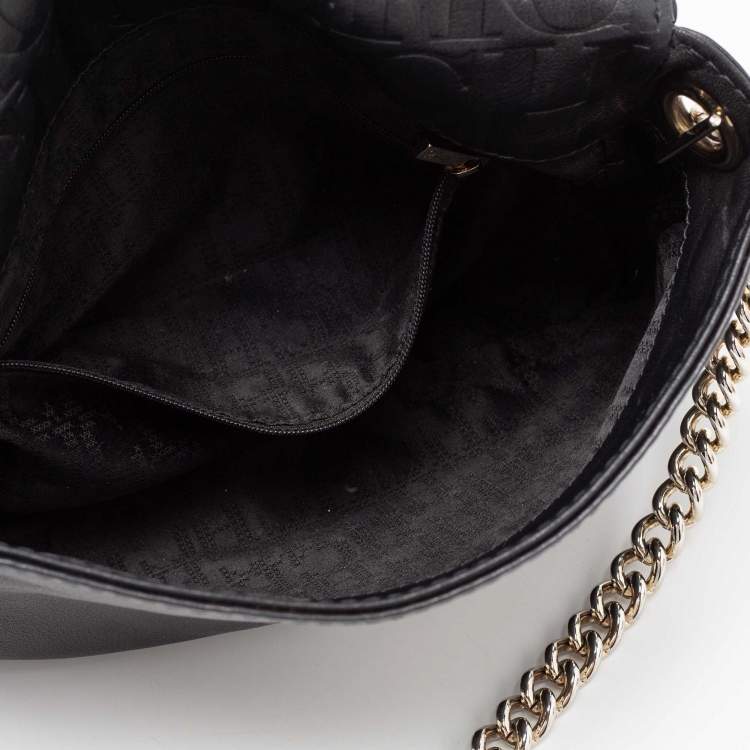 Pre Owned CH Carolina Herrera Black Leather Chain Flap Shoulder Bag