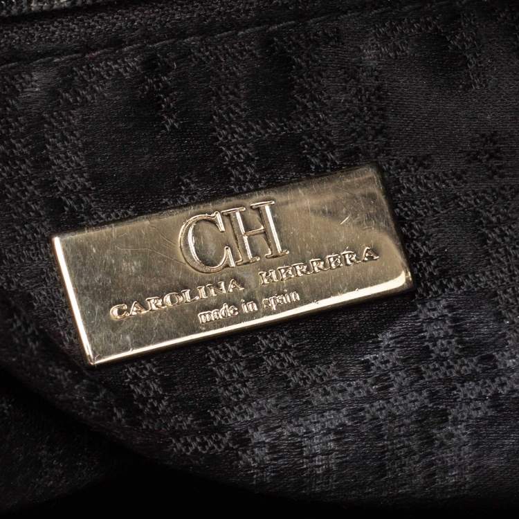 Pre Owned CH Carolina Herrera Black Leather Chain Flap Shoulder Bag