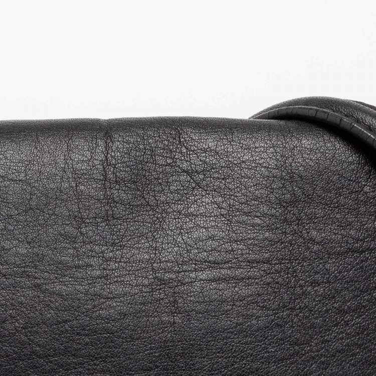 Pre Owned CH Carolina Herrera Black Leather Chain Flap Shoulder Bag
