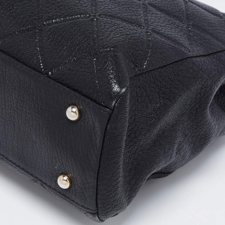Pre Owned CH Carolina Herrera Black Quilted Leather Chain Shopper Tote
