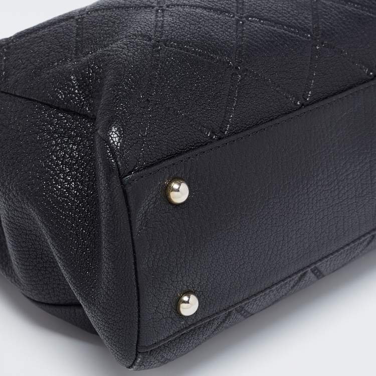 Pre Owned CH Carolina Herrera Black Quilted Leather Chain Shopper Tote