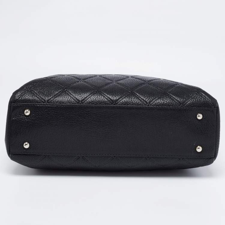 Pre Owned CH Carolina Herrera Black Quilted Leather Chain Shopper Tote
