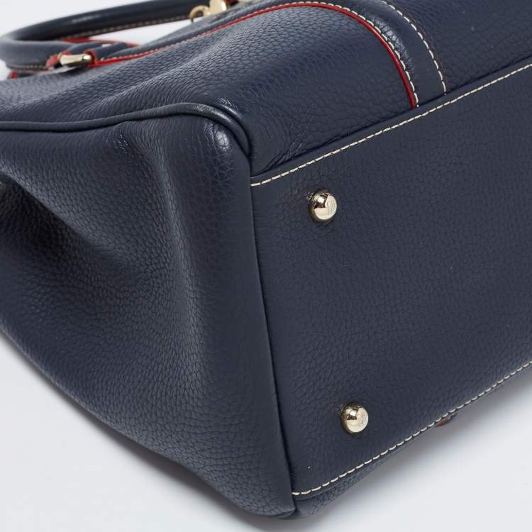 Pre Owned CH Carolina Herrera Navy Blue Leather Matteo Tote
