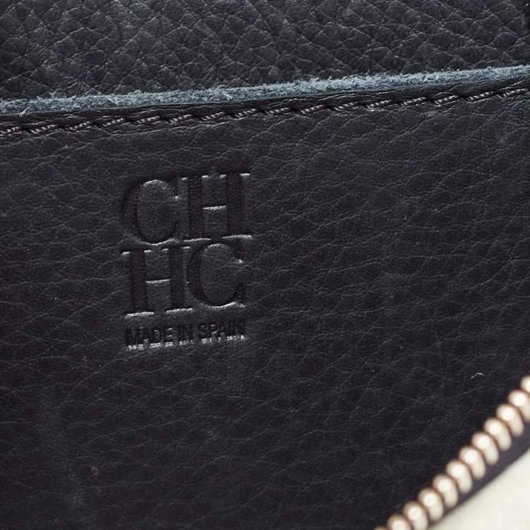 Pre Owned CH Carolina Herrera White/Black Leather Studded Crossbody Bag
