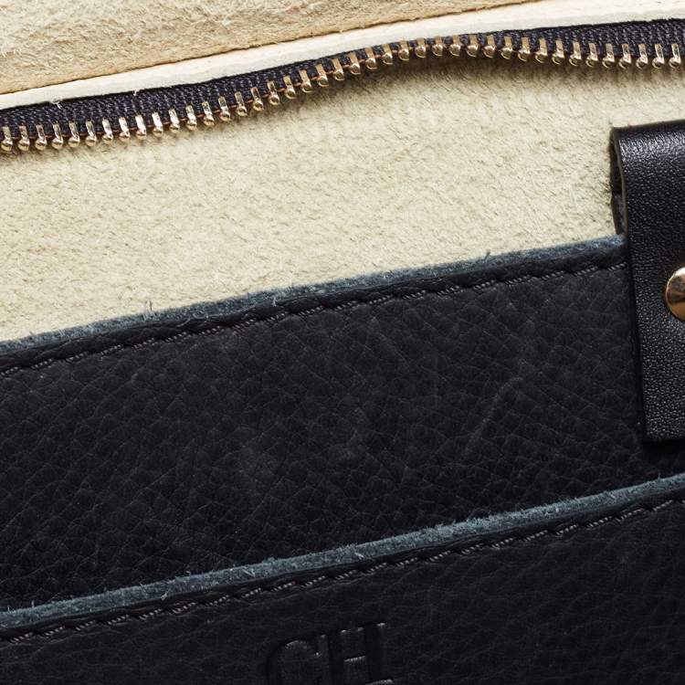 Pre Owned CH Carolina Herrera White/Black Leather Studded Crossbody Bag