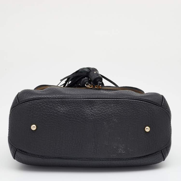 Pre Owned CH Carolina Herrera Black Leather Tassel Shoulder Bag