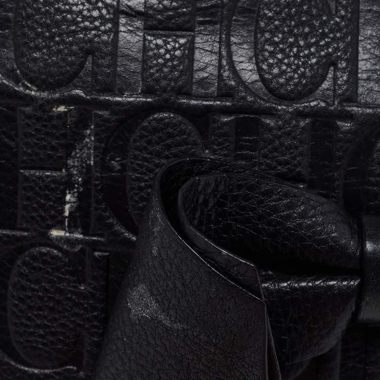 مملوكة مسبقًا CH Carolina Herrera Black Monogram Embossed Leather  Mini Audrey Shoulder Bag