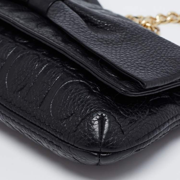 مملوكة مسبقًا CH Carolina Herrera Black Monogram Embossed Leather  Mini Audrey Shoulder Bag