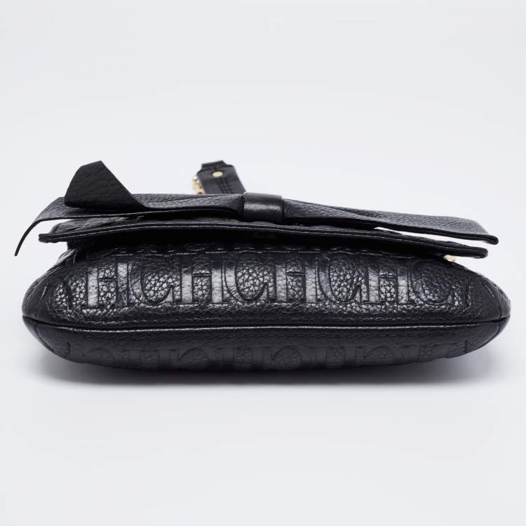 مملوكة مسبقًا CH Carolina Herrera Black Monogram Embossed Leather  Mini Audrey Shoulder Bag
