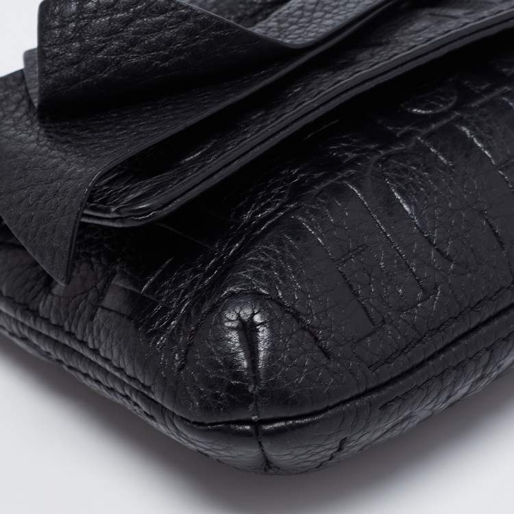 مملوكة مسبقًا CH Carolina Herrera Black Monogram Embossed Leather  Mini Audrey Shoulder Bag