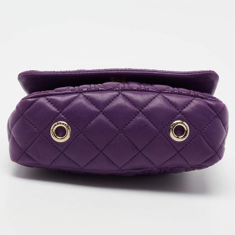 مملوكة مسبقًا CH Carolina Herrera Purple Monogram Leather Shoulder Bag