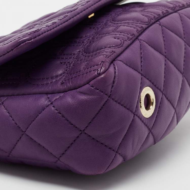 مملوكة مسبقًا CH Carolina Herrera Purple Monogram Leather Shoulder Bag