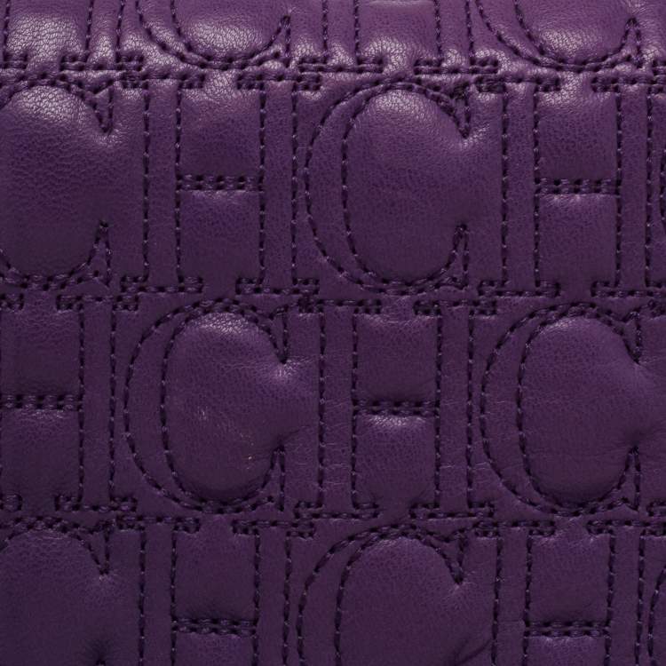 مملوكة مسبقًا CH Carolina Herrera Purple Monogram Leather Shoulder Bag