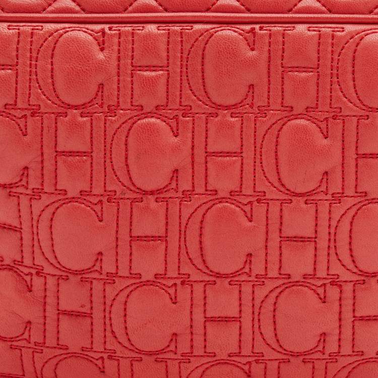 Pre Owned CH Carolina Herrera Red Quilted Leather Chain Shoulder Bag