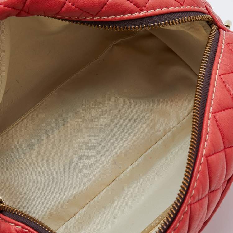 Pre Owned CH Carolina Herrera Red Quilted Leather Chain Shoulder Bag