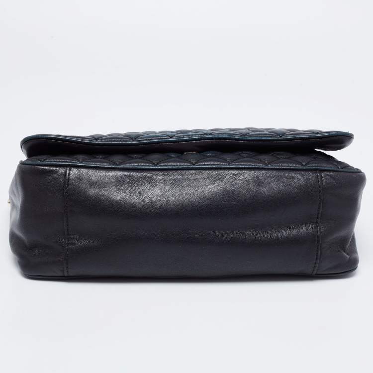 Pre Owned CH Carolina Herrera Black Quilted Leather Flap Chain Shoulder Bag