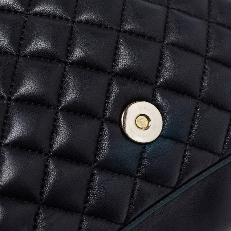 Pre Owned CH Carolina Herrera Black Quilted Leather Flap Chain Shoulder Bag