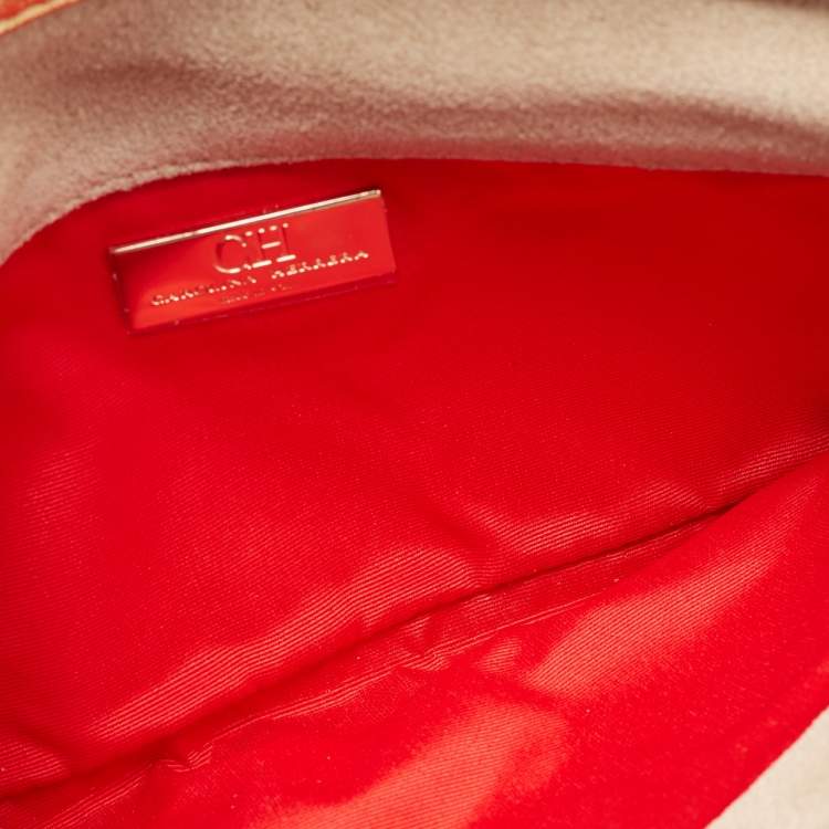Pre Owned CH Carolina Herrera Metallic Gold Leather Tassel Chain Crossbody Bag