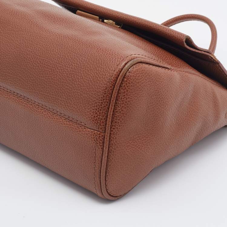 Pre Owned CH Carolina Herrera Brown Leather Minueto Flap Bag