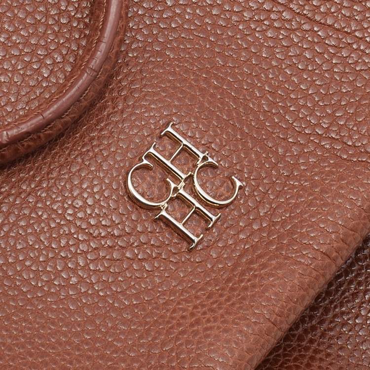 Pre Owned CH Carolina Herrera Brown Leather Minueto Flap Bag