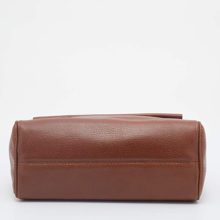 Pre Owned CH Carolina Herrera Brown Leather Minueto Flap Bag