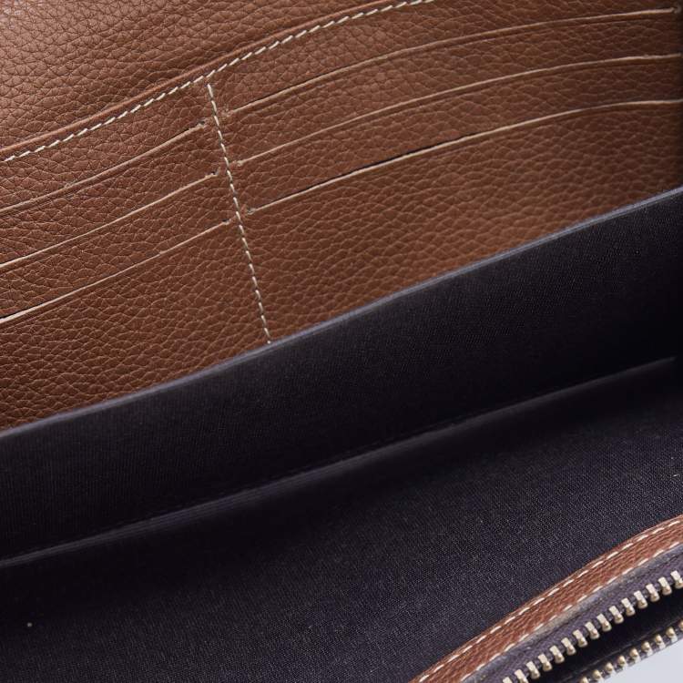 Pre Owned CH Carolina Herrera Brown Monogram Embossed Leather Continental Wallet 