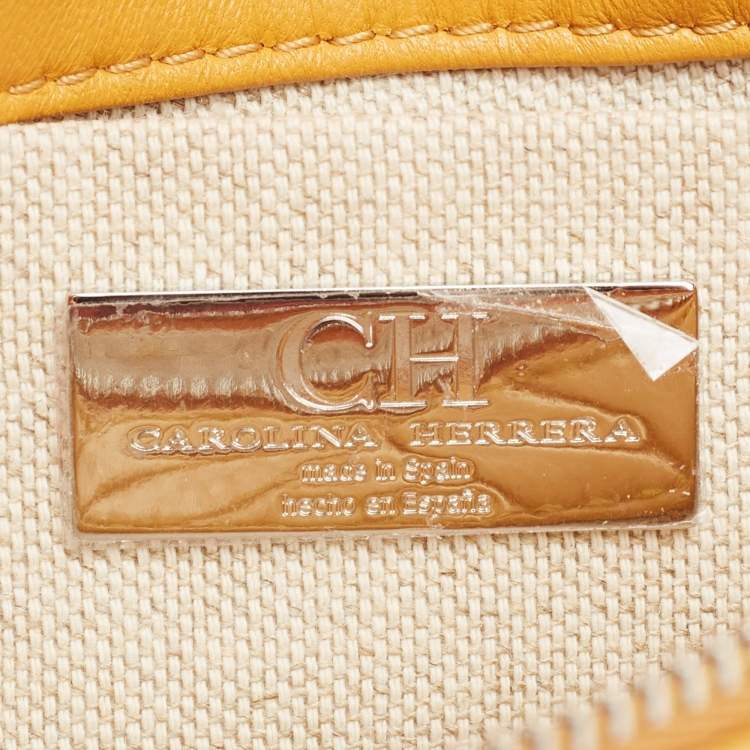 Pre Owned CH Carolina Herrera Yellow Leather Bimba Shoulder Bag