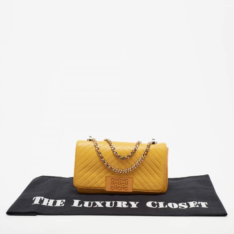 Pre Owned CH Carolina Herrera Yellow Leather Bimba Shoulder Bag