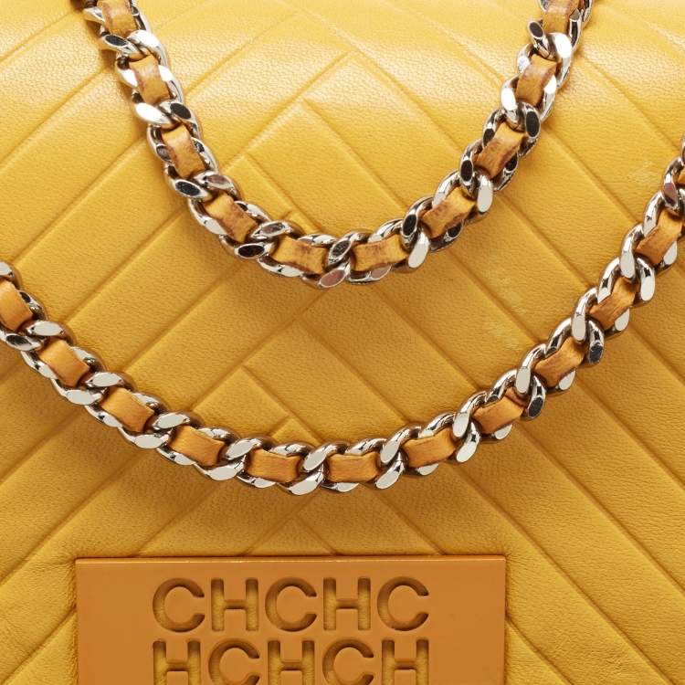 Pre Owned CH Carolina Herrera Yellow Leather Bimba Shoulder Bag