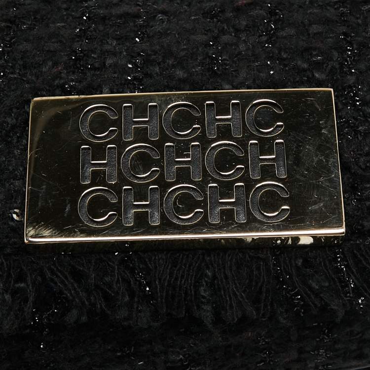 Pre Owned CH Carolina Herrera Black Fabric Pearl Embellished Shoulder Bag