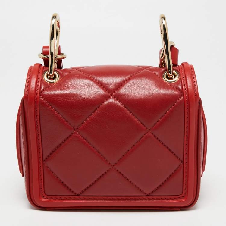 Pre Owned CH Carolina Herrera Red Quilted Leather Crossbody Bag