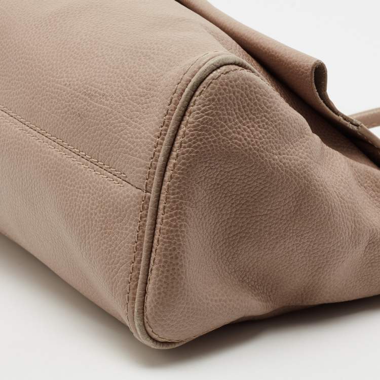 Pre Owned CH Carolina Herrera Beige Leather Minuetto Top Handle Bag