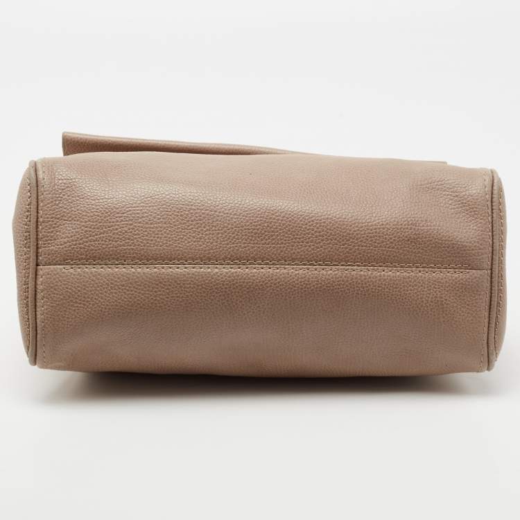 Pre Owned CH Carolina Herrera Beige Leather Minuetto Top Handle Bag
