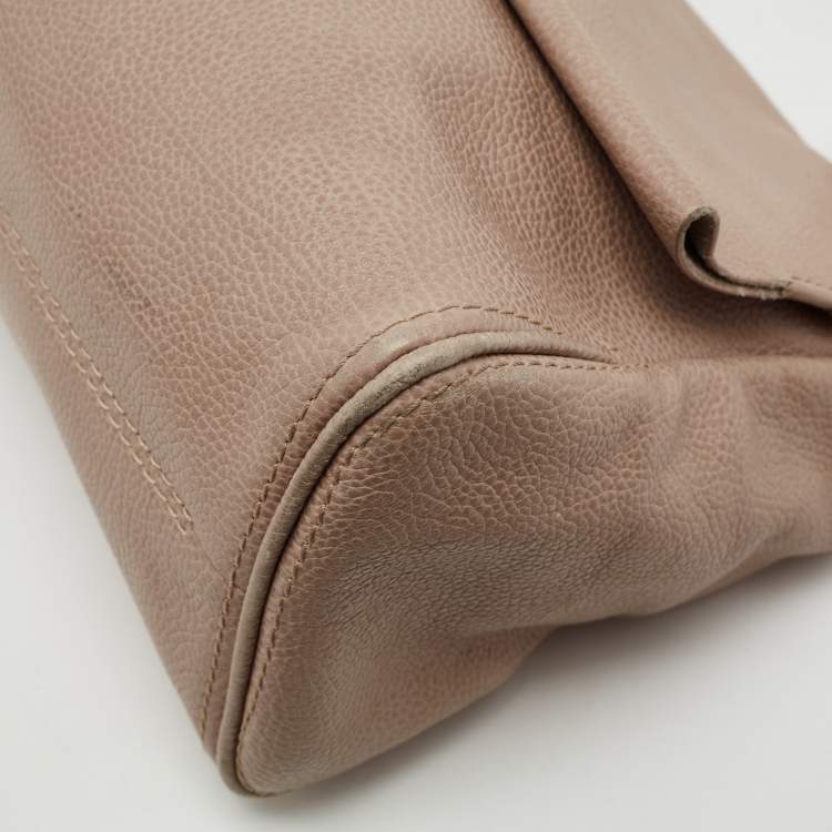 Pre Owned CH Carolina Herrera Beige Leather Minuetto Top Handle Bag