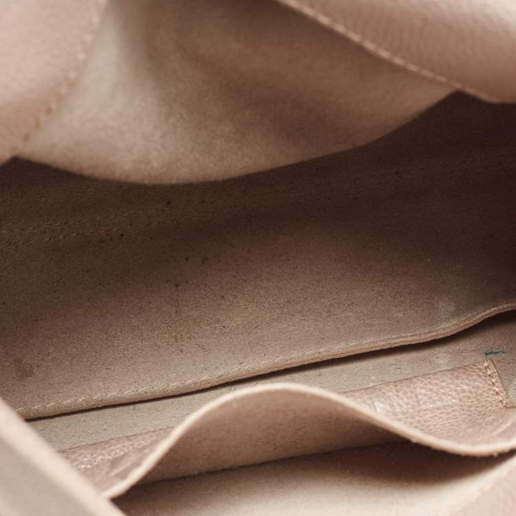 Pre Owned CH Carolina Herrera Beige Leather Minuetto Top Handle Bag
