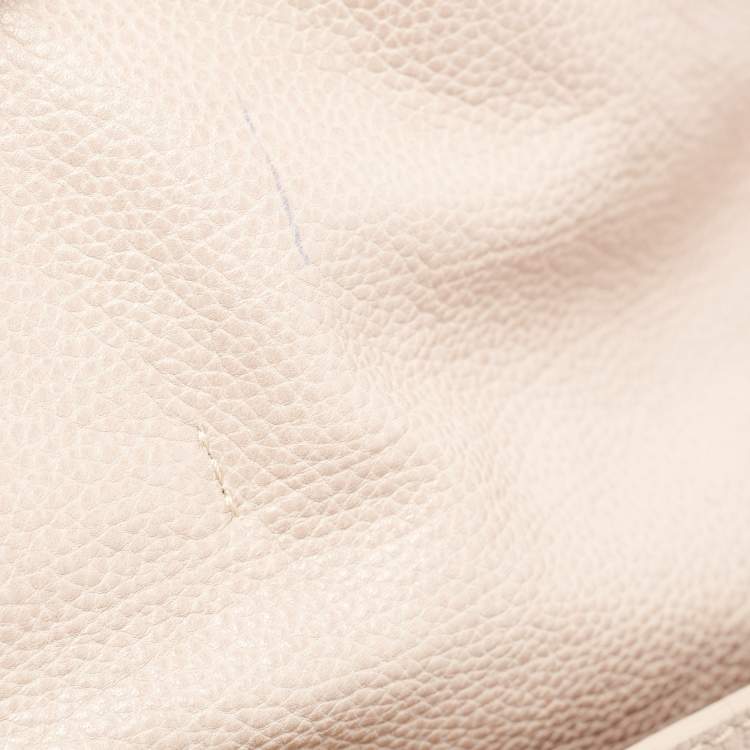 Pre Owned CH Carolina Herrera Beige Leather Minuetto Top Handle Bag