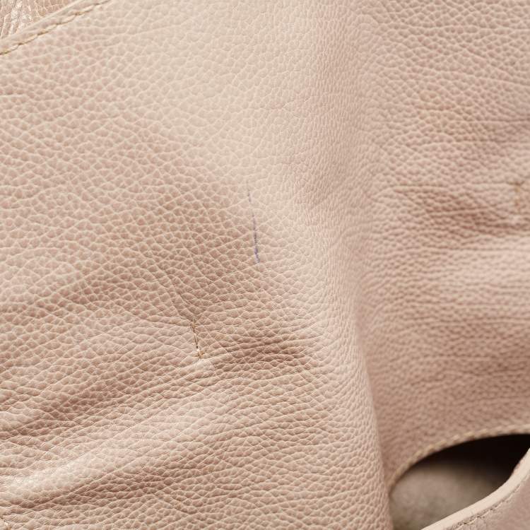 Pre Owned CH Carolina Herrera Beige Leather Minuetto Top Handle Bag