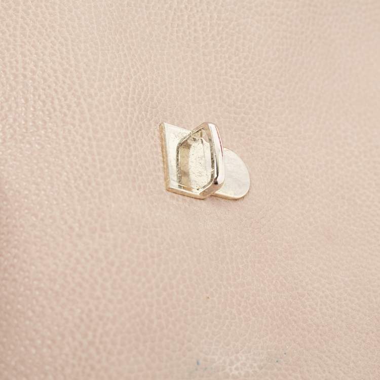 Pre Owned CH Carolina Herrera Beige Leather Minuetto Top Handle Bag