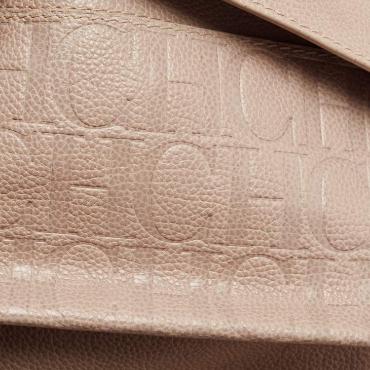 Pre Owned CH Carolina Herrera Beige Leather Minuetto Top Handle Bag