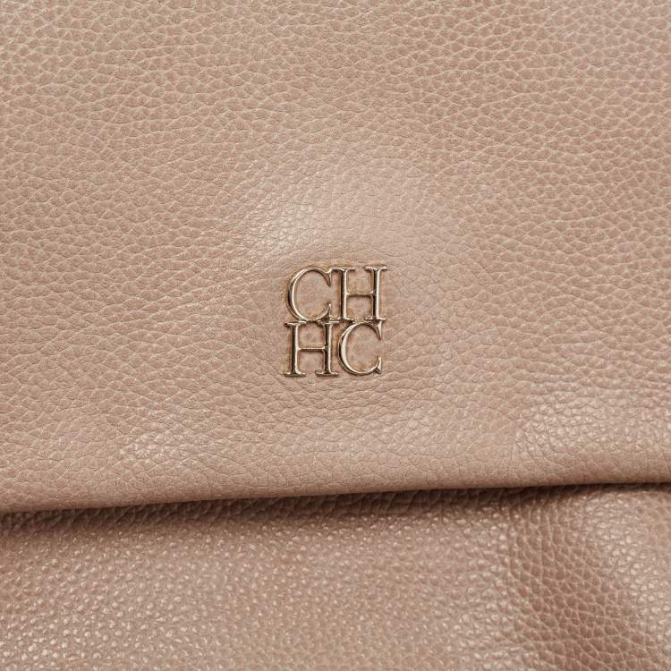Pre Owned CH Carolina Herrera Beige Leather Minuetto Top Handle Bag
