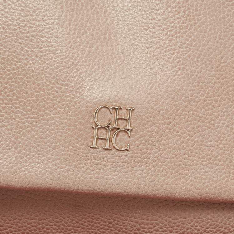 Pre Owned CH Carolina Herrera Beige Leather Minuetto Top Handle Bag