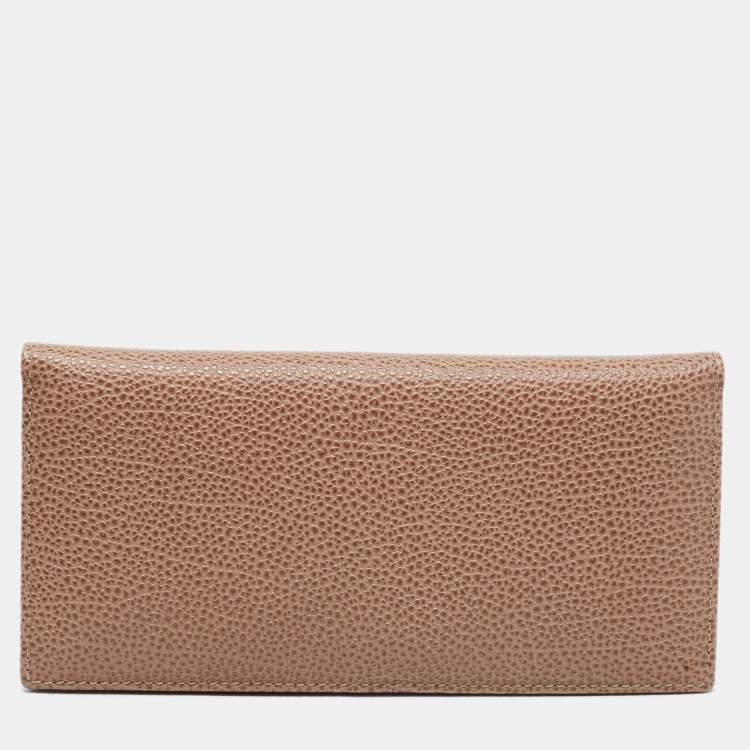 Pre Owned CH Carolina Herrera Beige Leather Flap Bifold Continental Wallet